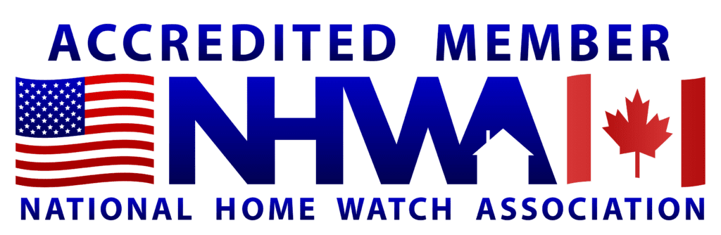 A blue and white logo for the united methodist home watch association.